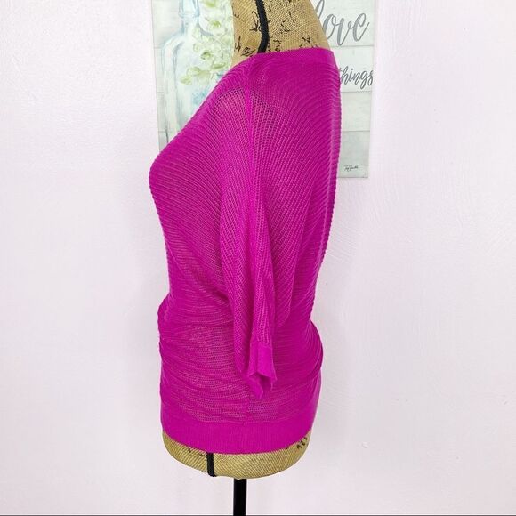 Express Y2K Sheer Mesh Dolman Sweater Top Raspberry Pink XS Fitted - Picture 2 of 10